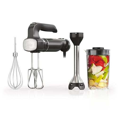 Ninja Hand Mixer, Immersion Blender, Foodi Power Mixer System, 750-Peak-Watt Handheld Emulsion Blender & Electric Hand Mixer Combo With Whisk, Beaters & 3-Cup Blending Vessel,120 volts, Black CI101 | Amazon (US)