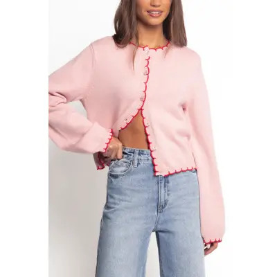 Petal & Pup Payton Scallop Cardigan in Pink Red at Nordstrom, Size X-Large | Nordstrom