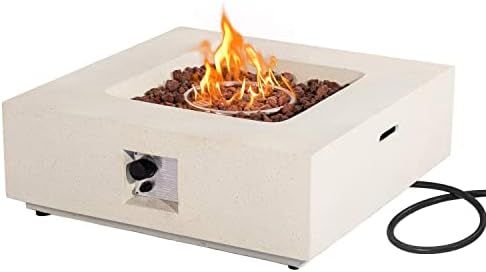 COSIEST Outdoor Propane Fire Pit Coffee Table, 35-inch Square Concrete Base w 50,000 BTU Stainless S | Amazon (US)