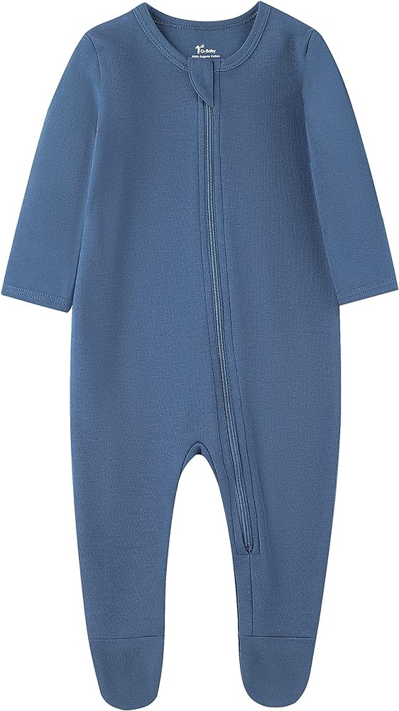 O2 BABY Baby Boys Girls Organic Cotton Zip-Front Sleeper Pajamas, Footed Sleep 'n Play | Amazon (US)