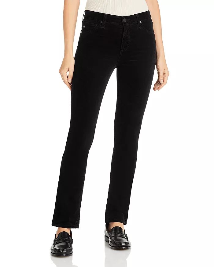 Mari High Rise Straight Leg Velvet Jeans in Super Black | Bloomingdale's (US)