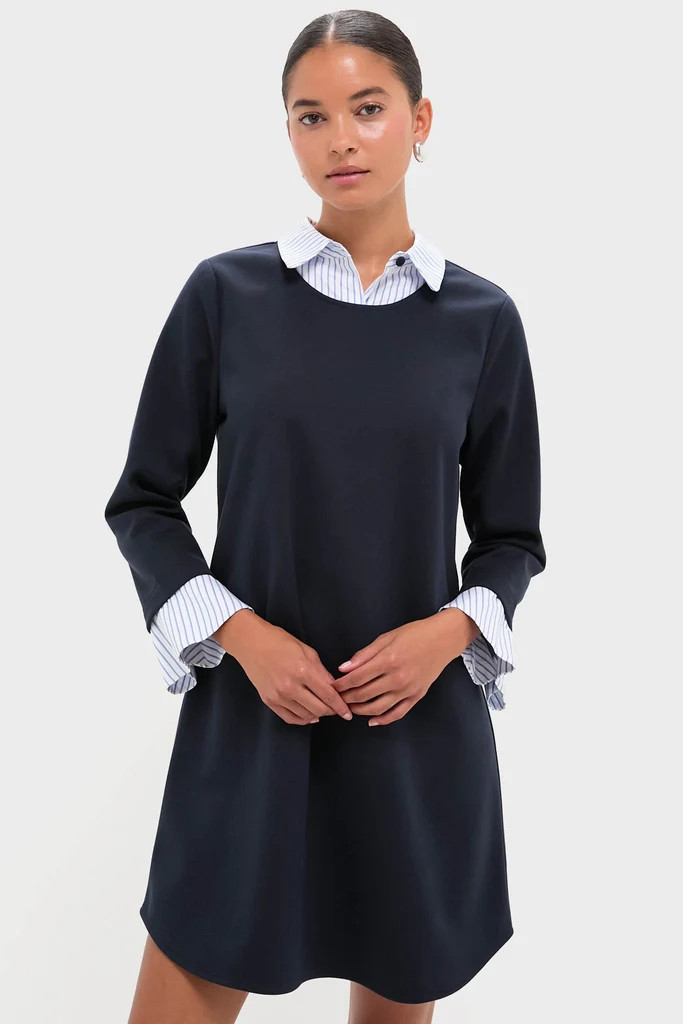 Navy Knit Long Sleeve Burbank Mini Dress | Tuckernuck (US)