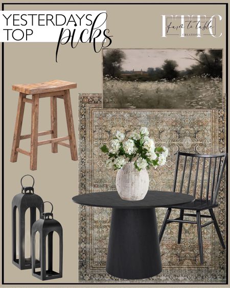 Yesterday’s Top Picks. Follow @farmtotablecreations on Instagram for more inspiration.

Boraam Sonoma, Barnwood Wire-Brush, 24-Inch. Black Talia Dining Chair. Loloi Layla Collection, LAY-03, Olive/Charcoal Area Rug. Dwen 46'' Manufactured Wood Foild with Grain Paper Round Top Pedestal Dining Table. Weathered Handcrafted Terracotta Vases. 25" Faux Snowball Flower in Cream/Green, Real Touch Flowers, Faux Botanicals. Cast Aluminum Outdoor Lantern Candle Holder Black - Threshold. Moody Field of Lace Canvas Printed Sign. 

Use code FARMTOTABLE for 15% off framed artwork. 



#LTKHome #LTKFindsUnder50 #LTKSaleAlert