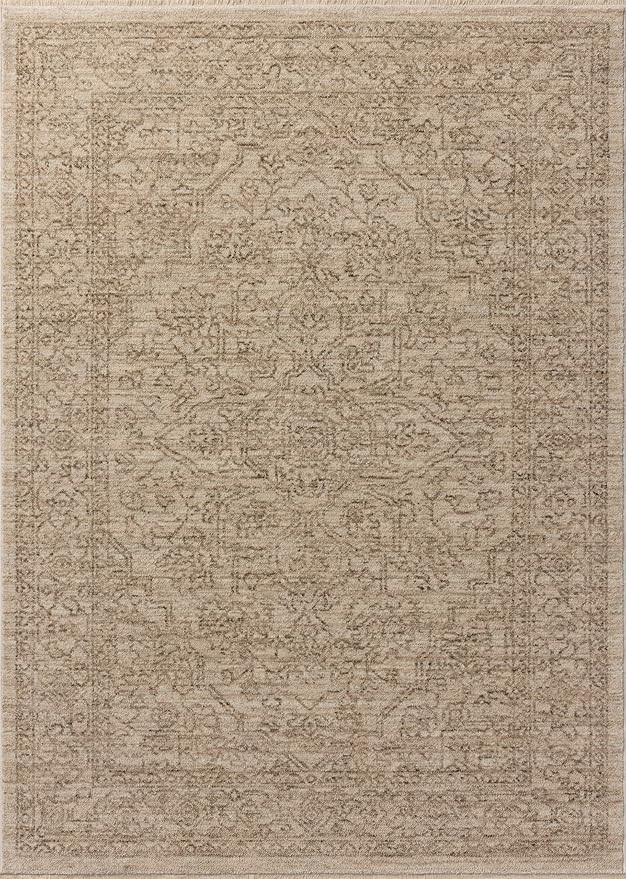 Loloi Newman Collection NEW-01 Taupe/Bone 5'-3" x 7'-6" .37" Pile Height, Area Rug, Soft, Durable... | Amazon (US)