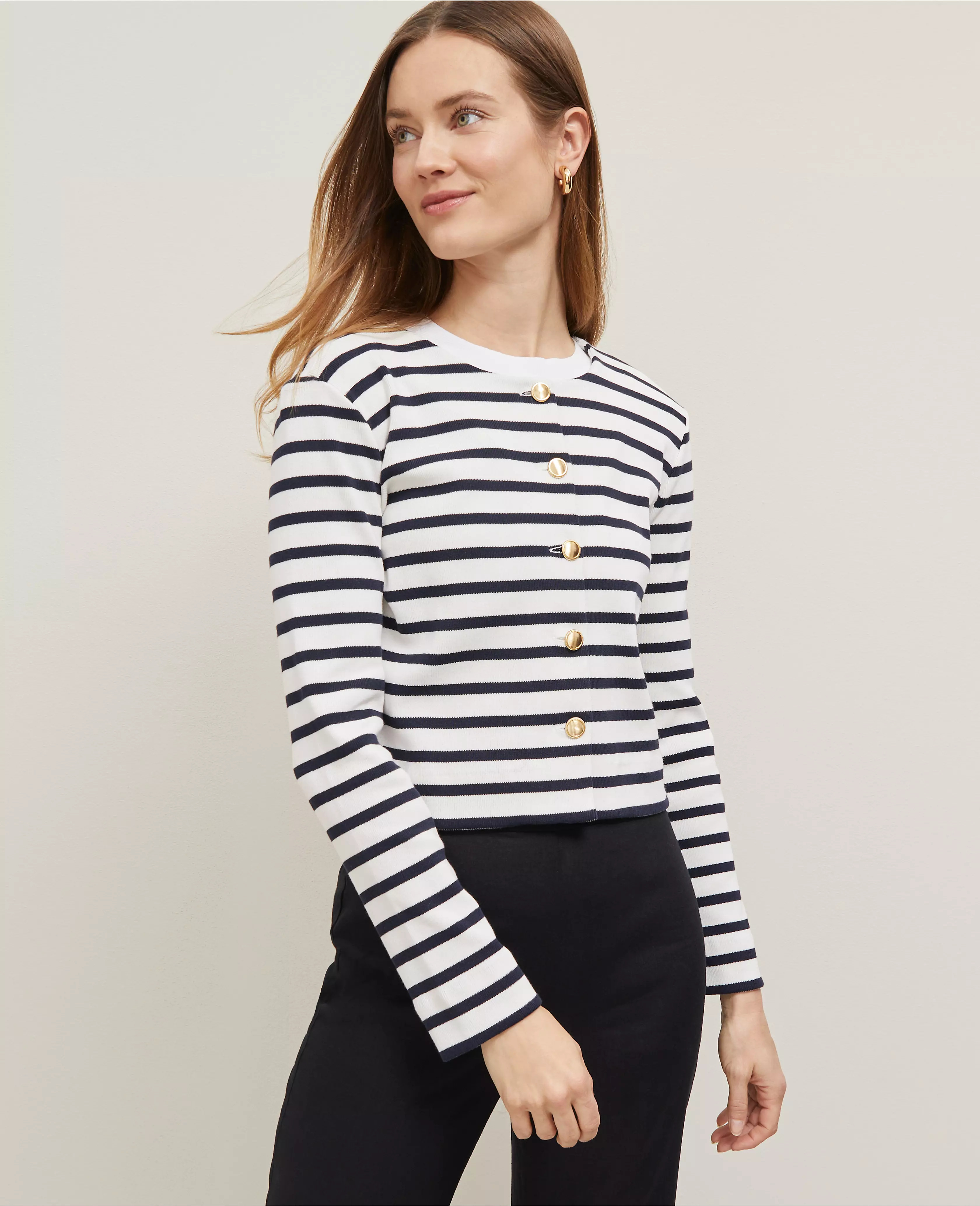 Striped Knit Jacket | Ann Taylor