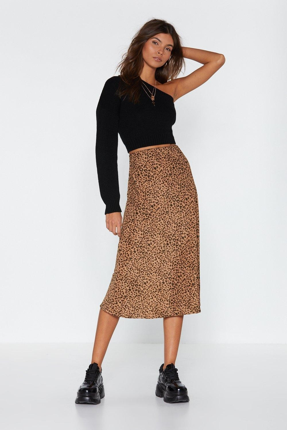 Leopard Satin Midi Skirt | Nasty Gal (US)