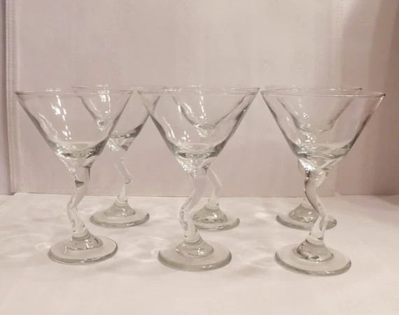 Vintage LIBBEY Set Of 6 "Z Stem" Martini / Cocktail / Novelty Glasses, All Appear Unused | Etsy (US)