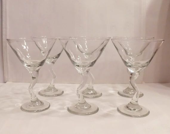 Vintage LIBBEY Set Of 6 "Z Stem" Martini / Cocktail / Novelty Glasses, All Appear Unused | Etsy (US)