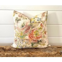 One Covington Macbeth Pillow, Grey Blush Pink Rose Floral Pillow Cover Decorative Home Decor | Etsy (US)