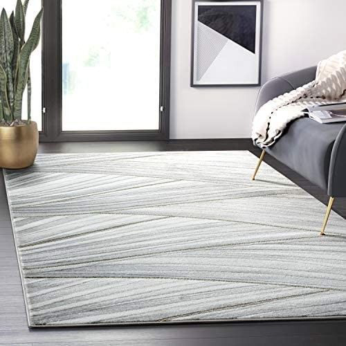 Amazon.com: 4' x 6

' Grey & Gold Wavy Lines Area Rug - Contemporary Wave Design Modern Abstract Und | Amazon (US)