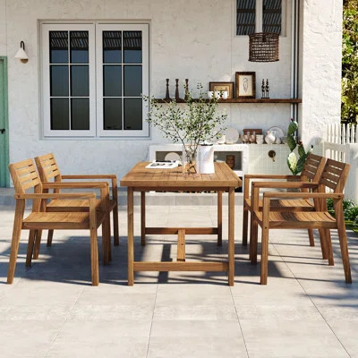 5-Piece Outdoor Dining Set with Rectangular table and 4 armchairs | Wayfair North America