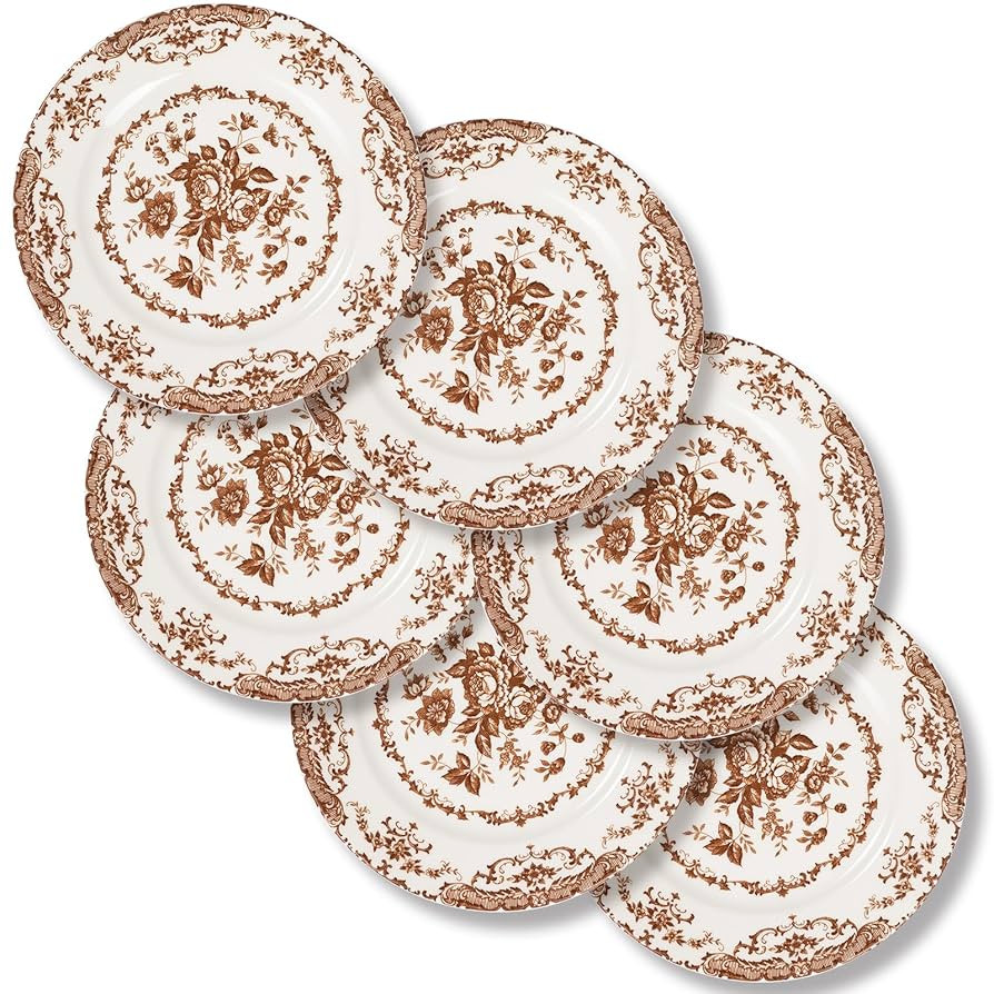 Salad Plates, 8.5 Inch Ceramic Plates Set of 6, Kitchen Plates Microwave Safe Plate, White Porcel... | Amazon (US)