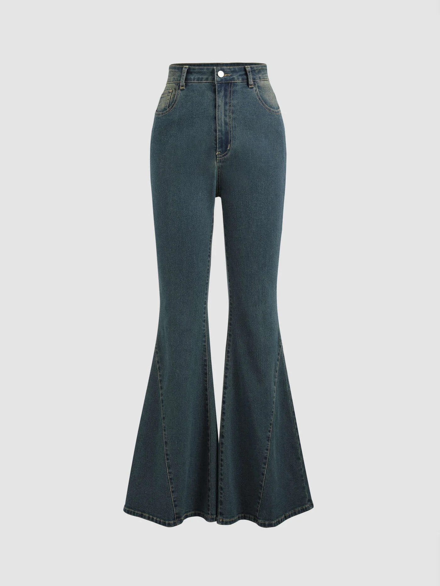Denim Stretch Denim High Waist Button Flared Jeans For Daily Casual Music Festival/Live House | Cider