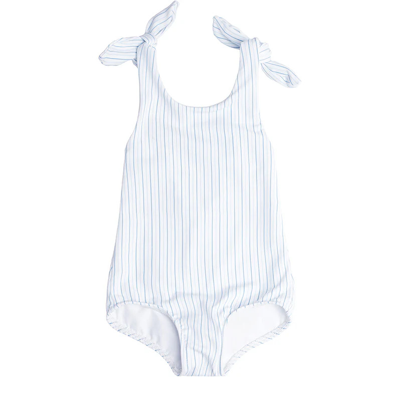 girls double striped tie knot one piece | minnow