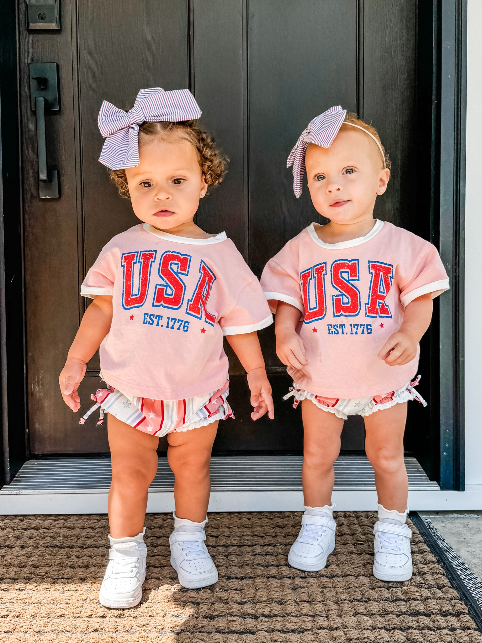 These tees and ruffle butt shorts are my all time fav from Sweet Honey. Paired with the best bows from Little Lopers (code LHTWINS) 🇺🇸❤️🤍💙

#LTKBaby #LTKSeasonal #LTKKids