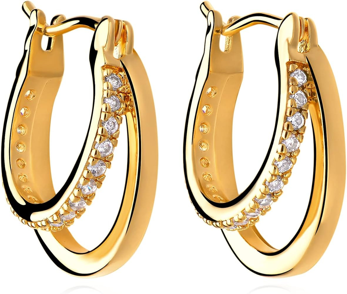 MYEARS Women Hoop Earrings Gold 14K Gold Filled Simple Handmade Hypoallergenic Everyday Jewelry | Amazon (US)