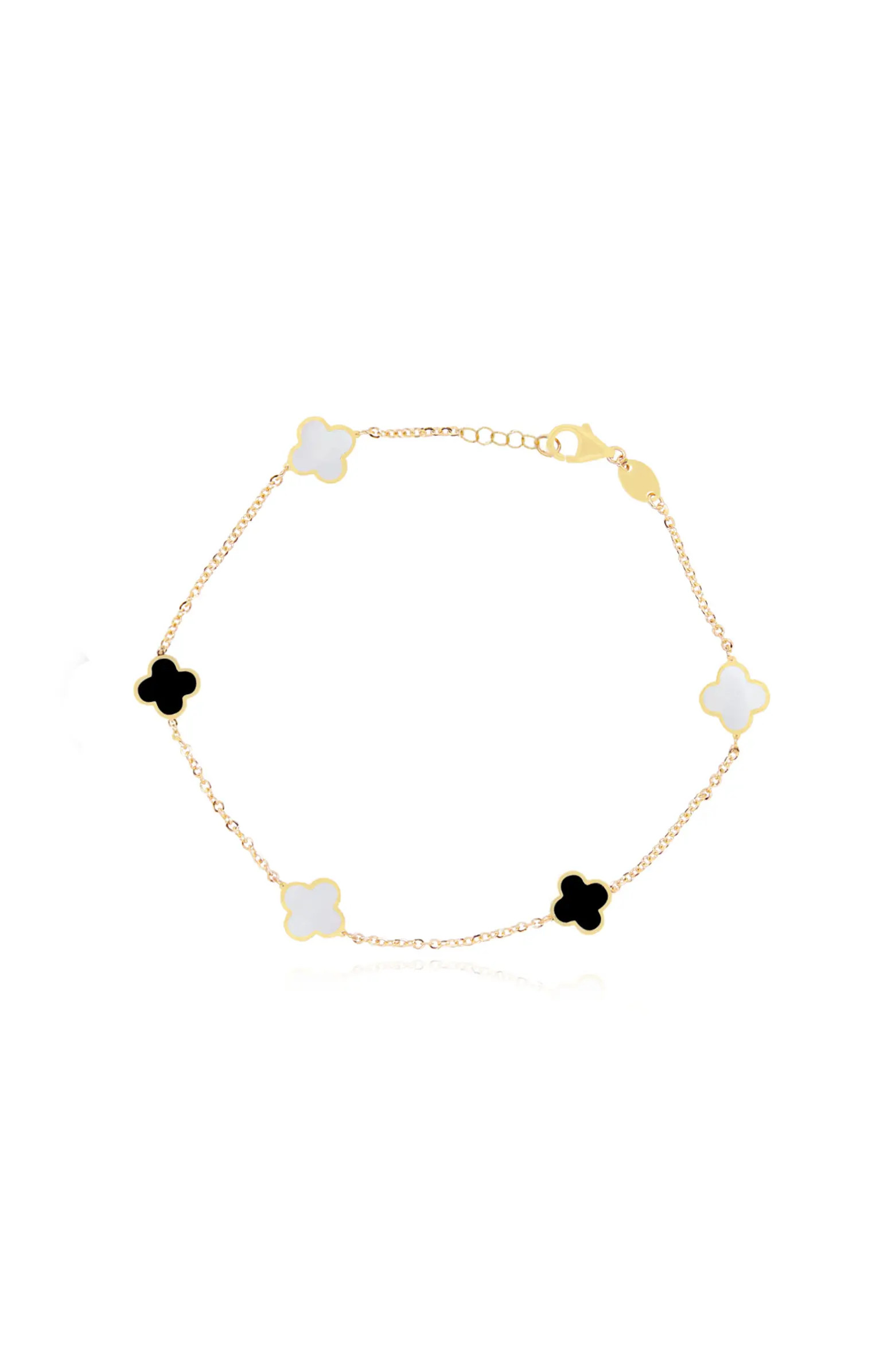 Mini Mother of Pearl and Onyx Mixed Clover Bracelet | Nordstrom