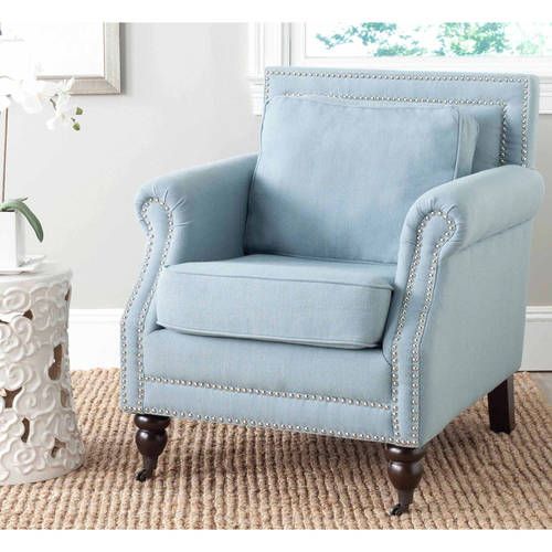 Safavieh Karsen Traditional Rustic Upholstered Club Chair with Casters - Walmart.com | Walmart (US)