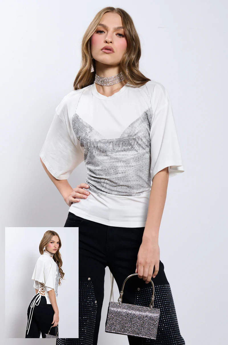 BODY PARTY RHINESTONE T-SHIRT | AKIRA