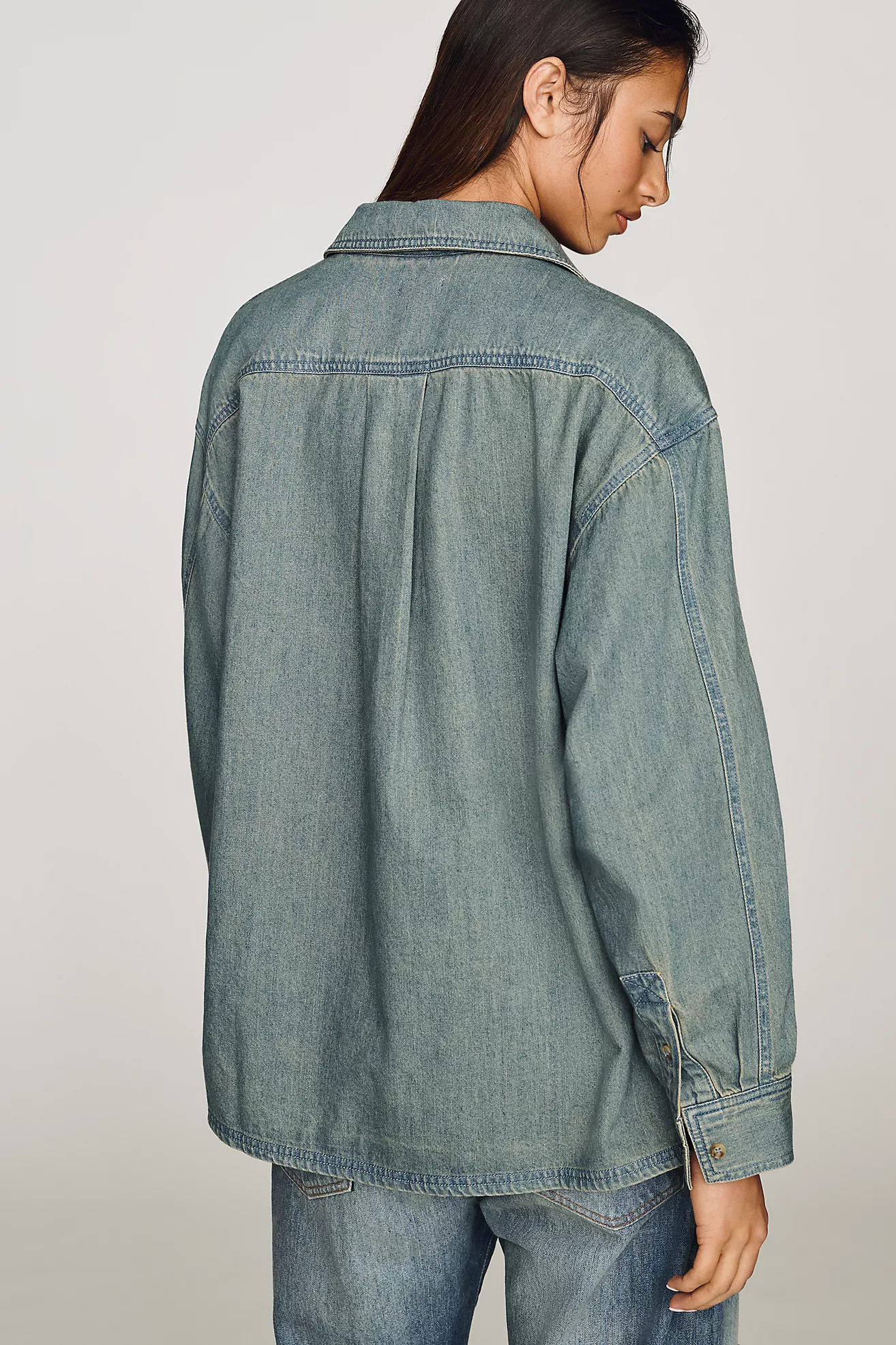 Pilcro Cotton Denim Buttondown Shirt | Anthropologie (US)