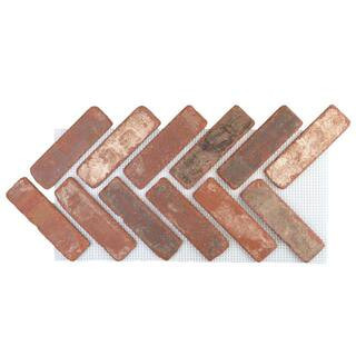 28 in. x 12.5 in. x 1/2 in. (8.7 sq. ft.) Brickwebb Herringbone Castle Gate Thin Brick Sheets (Box of 5-Sheets) | The Home Depot