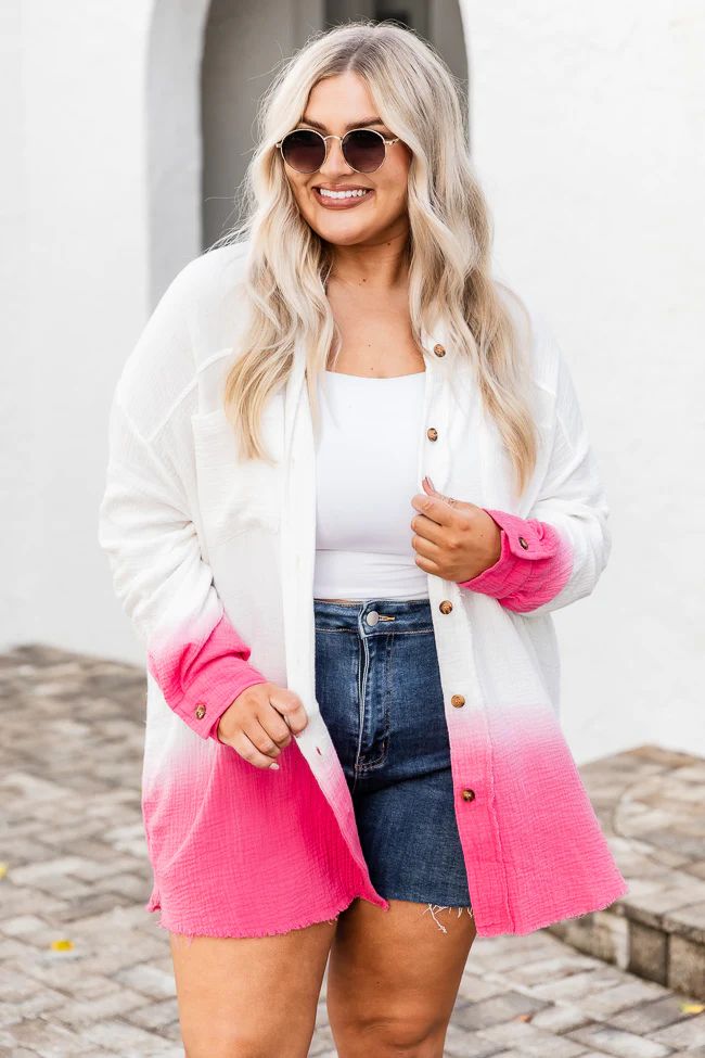 What You're Waiting For Pink Dip Dye Gauze Blouse | Pink Lily