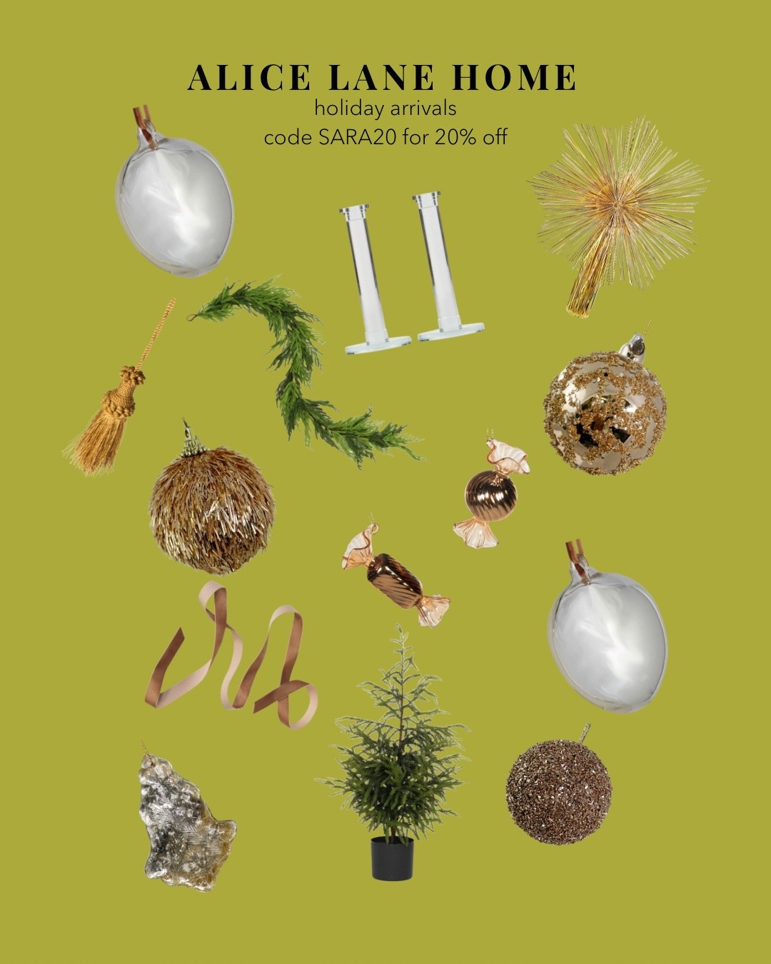 SARA20 for 20% off your order 

Alice Lane Home Holiday arrivals glass silver ornament 
Glass candlesticks 
Faux pine tree 
Christmas decor 2025 
Christmas star tree topper 

#LTKSeasonal #LTKHome #LTKFindsUnder100