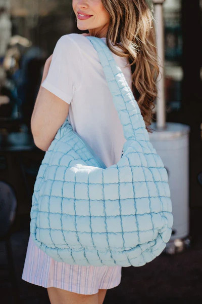 Light Blue Quilted Women's Tote Bag | Katydid