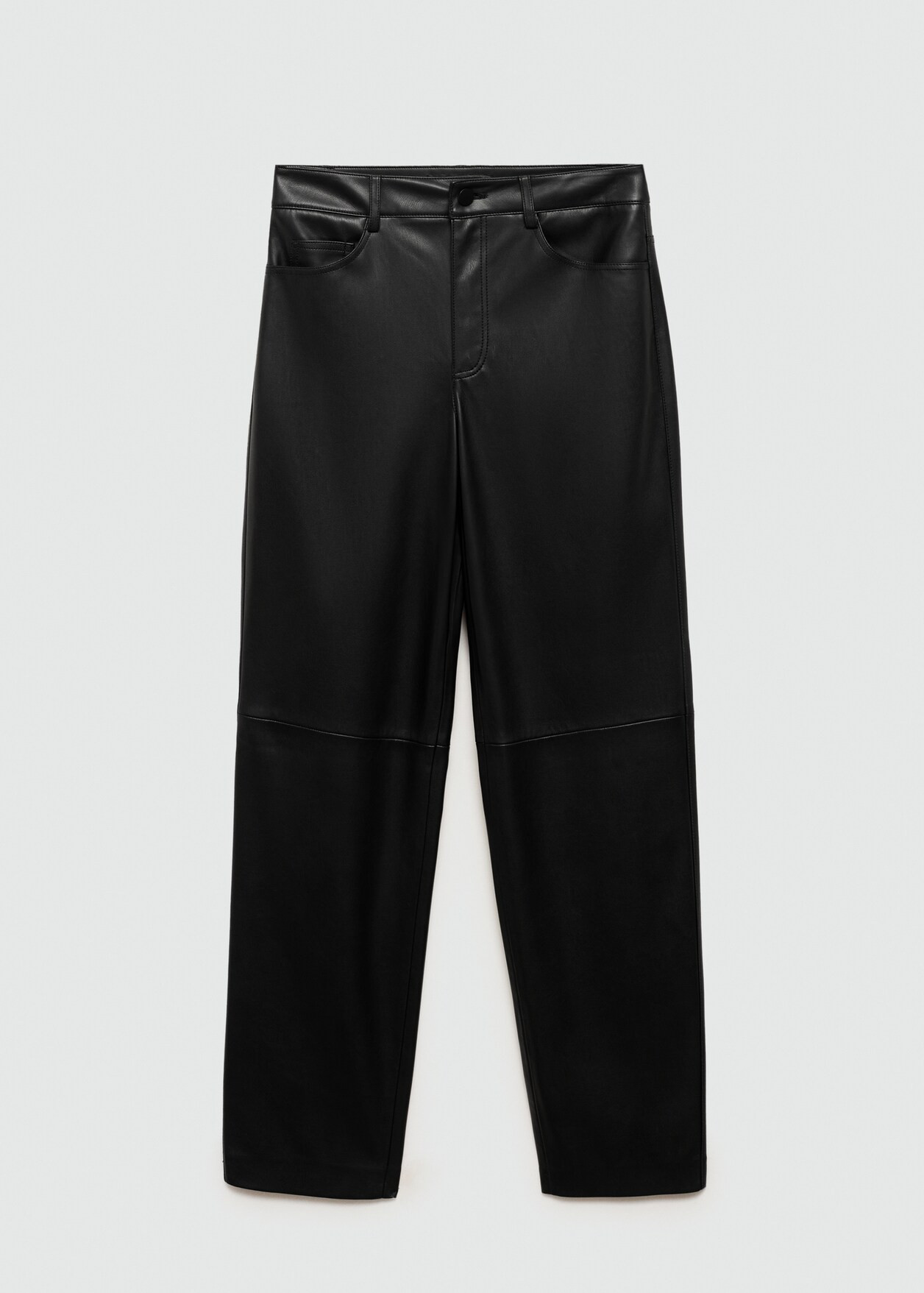 Leather-effect straight trousers - Women | MANGO United Kingdom | MANGO (UK)