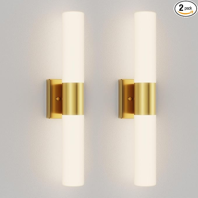 Kalium Bathroom Wall Sconces Set of Two, 21 Inch Modern Vanity Lights with Frosted Glass Shade, B... | Amazon (US)