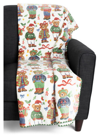 Classic Christmas Teddy Bears Reversible Plush Throw | Pillows & Decor | Marshalls | Marshalls