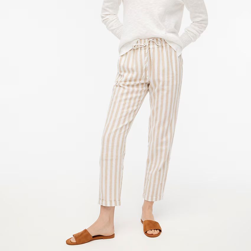 Striped linen-cotton drawstring pant | J.Crew Factory