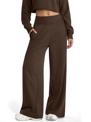 Amazon.com: ATHMILE Sweat Pants for Womens Wide Leg Sweatpants High Waist Baggy Lounge Casual Spr... | Amazon (US)