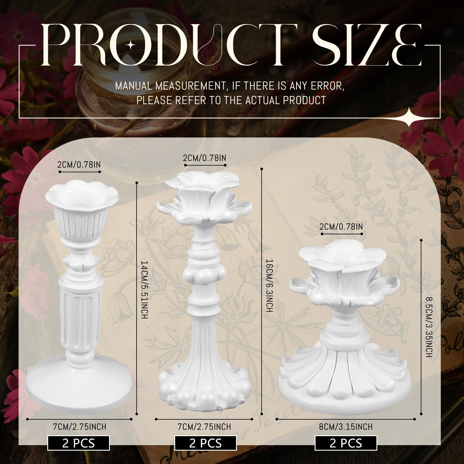 Suclain 6 Pcs Vintage Candlestick Holders Taper Resin Candle Holder Retro Antique Candle Holder F... | Amazon (US)