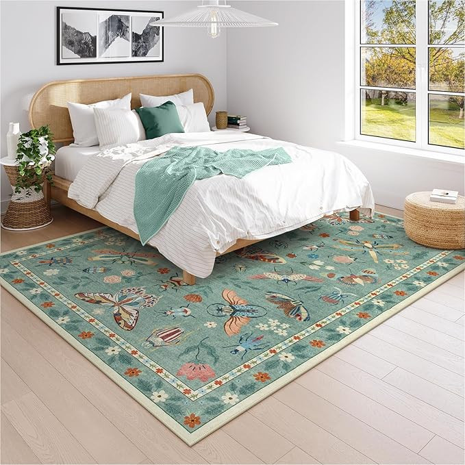 Lahome Insect 8x10 Area Rugs, Soft Washable Rugs 8x10 Living Room Green Rugs for Bedroom Dining R... | Amazon (US)