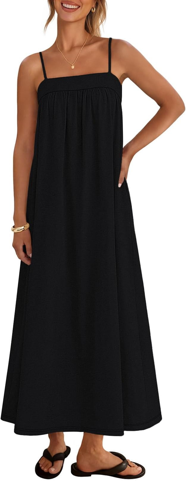 MEROKEETY Women's Summer Maxi Dress 2026 Spaghetti Strap Backless Linen Boho Sundress Casual Part... | Amazon (US)