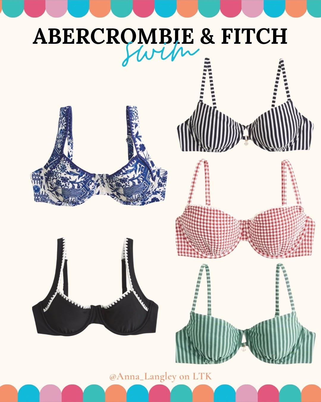 Abercrombie & Fitch has some of the cutest bathing suit tops this summer! Cute colors, cute prints, and some good support options? Winning! #AbercrombieAndFitch #Swimsuit #Swimwear #BikiniTops #SummerSale #SwimTop

#LTKootd #LTKSaleAlert