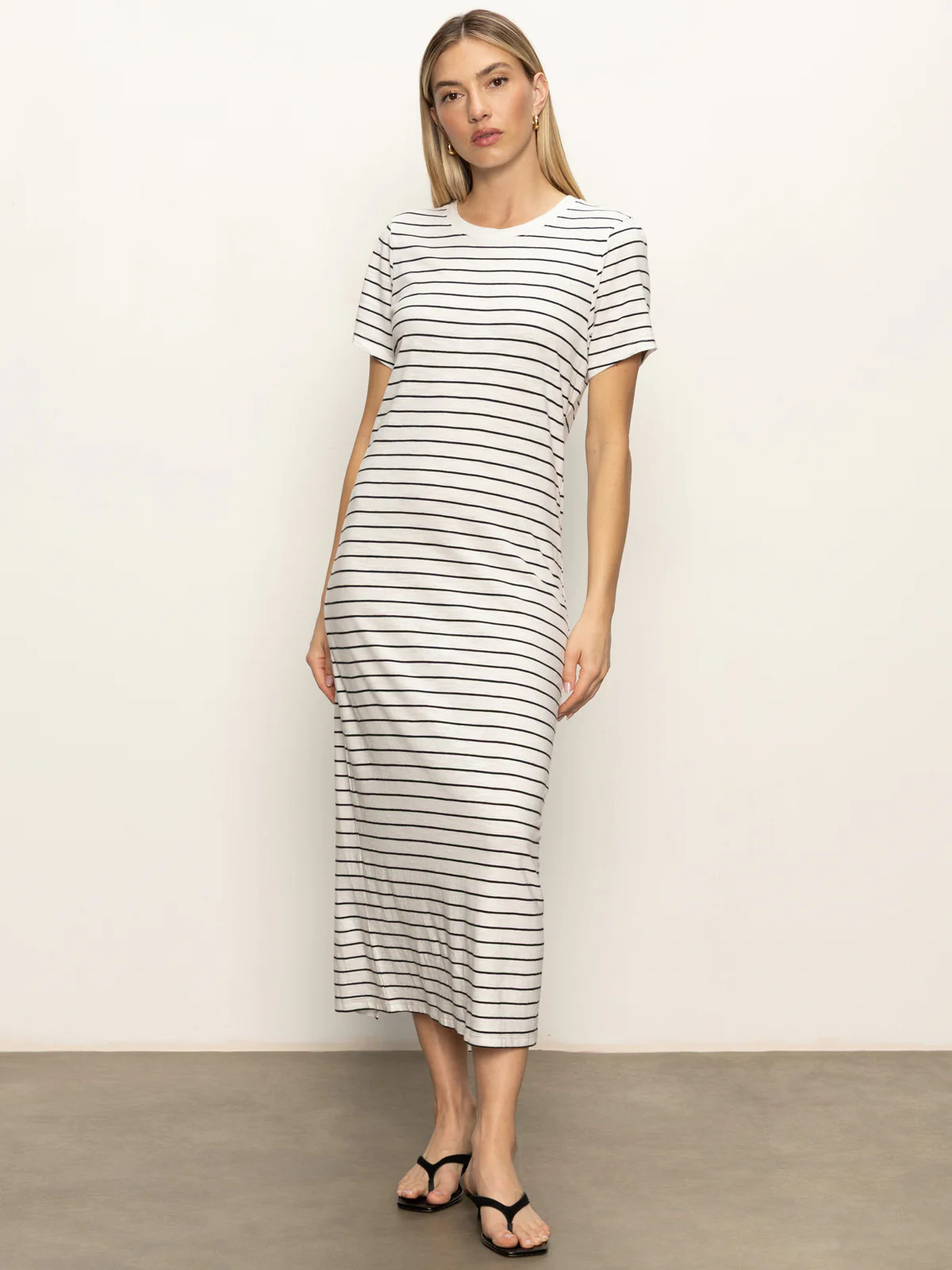 Perfect Tee Maxi Dress Chalk Black Stripe | Sanctuary Clothing