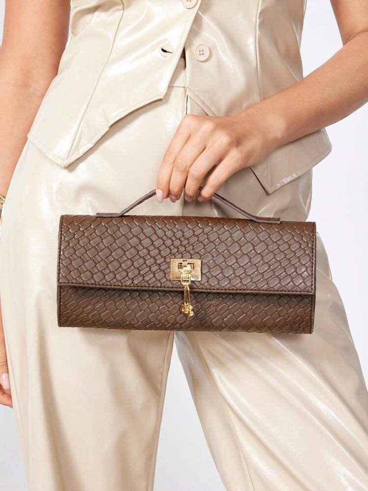 SHEIN SXY Ladies, Women Top Handle Bags , Woven Bag,Fashionable, Simple, Elegant, Versatile, Classic, Brown,For Classic, Commute, Office,Date, Daily,Shopping, Afternoon Tea,Party,Prom,Club,Date,Birthday,Evening,Date Night | SHEIN