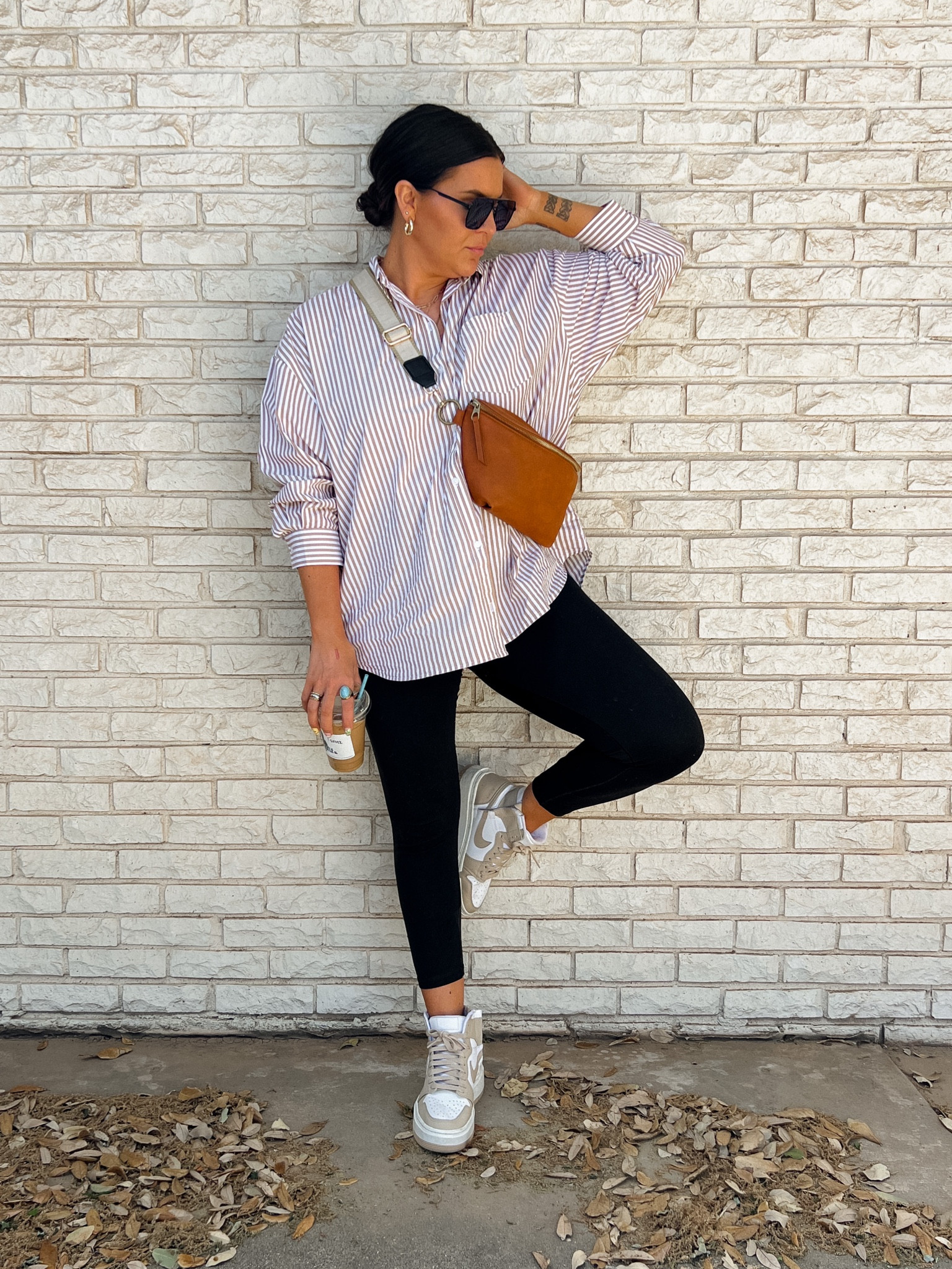 Oversized button up (XL)
Leggings: large
Sneakers: TTS
Bag & strap sold separately 

#LTKsalealert #LTKshoecrush #LTKstyletip