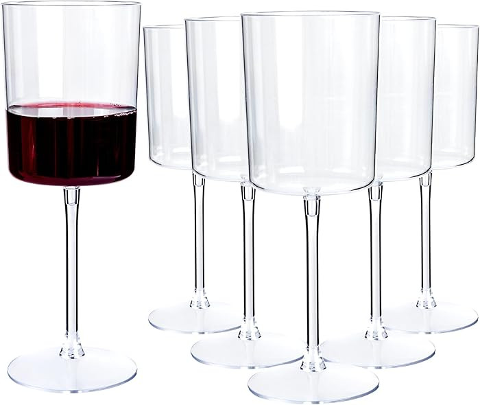 YOUBET 36 Pack Clear Plastic Wine Glasses - 10 OZ Disposable Square Wine Glasses with Stem for We... | Amazon (US)