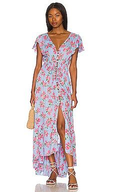 Tiare Hawaii New Moon Maxi Dress in Hibiscus Bouquet Baby Blue from Revolve.com | Revolve Clothing (Global)