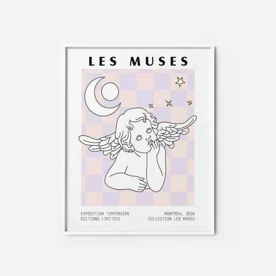 Les Muses Checkered PRINTABLE  pastel pink lilac Angel Cherub | Etsy | Etsy (US)