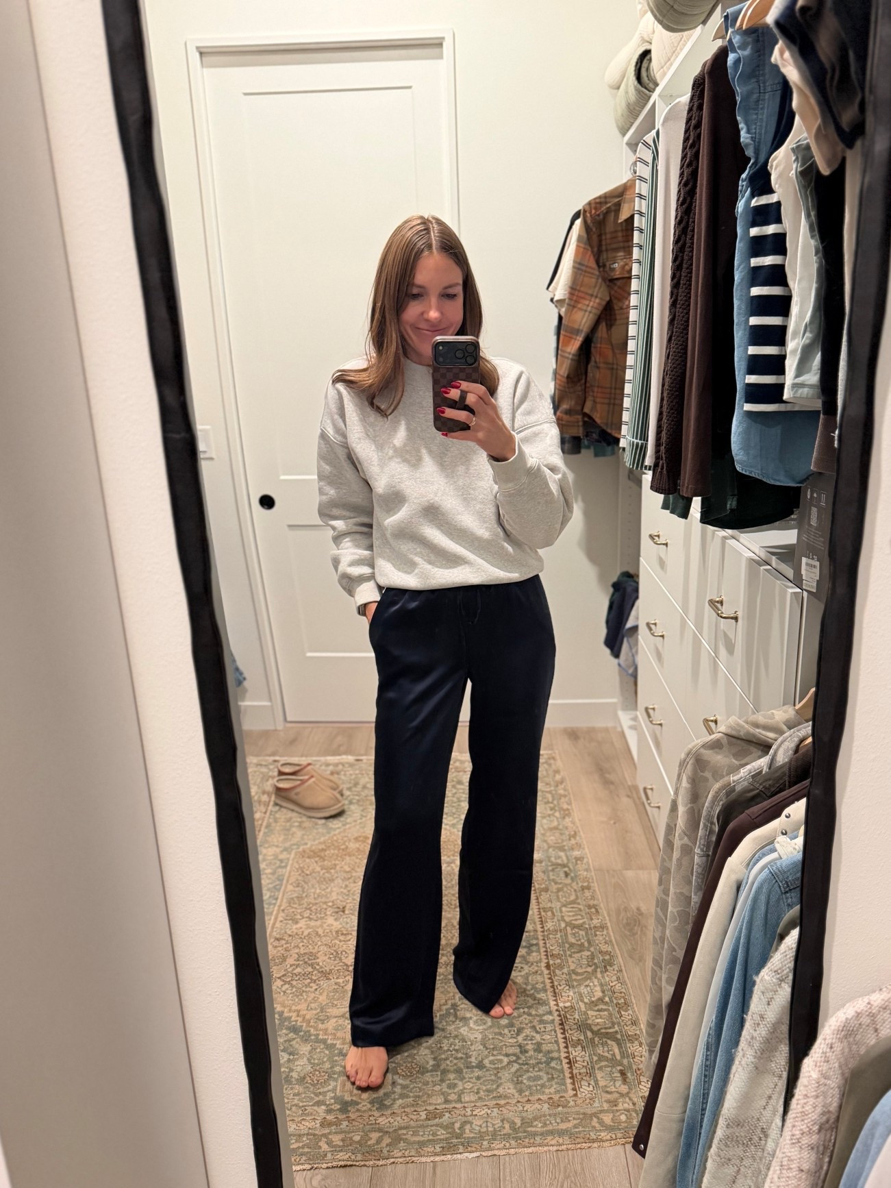 Finally found the perfect pair of satin pants! How cute would these be with a sweater for Christmas? Currently 50% off, plus another 20% off in cart! Wearing an XS Tall  

#LTKTall #LTKSaleAlert #LTKFindsUnder50