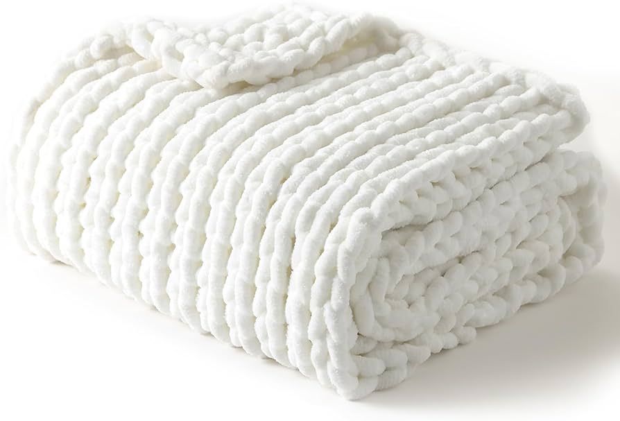 YnM Chunky Throw Blanket, Hand Knitted with Chenille Yarn, Skin Friendly, Ventilated and Breathab... | Amazon (US)