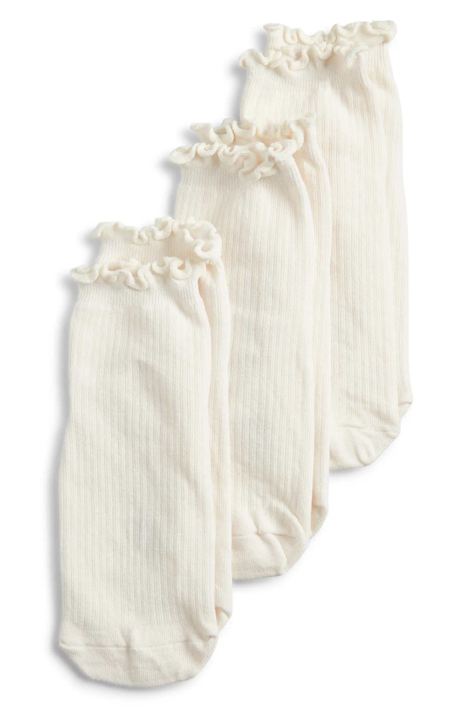 3-Pack Lettuce Edge Rib Ankle Socks (Women) | Nordstrom | Nordstrom