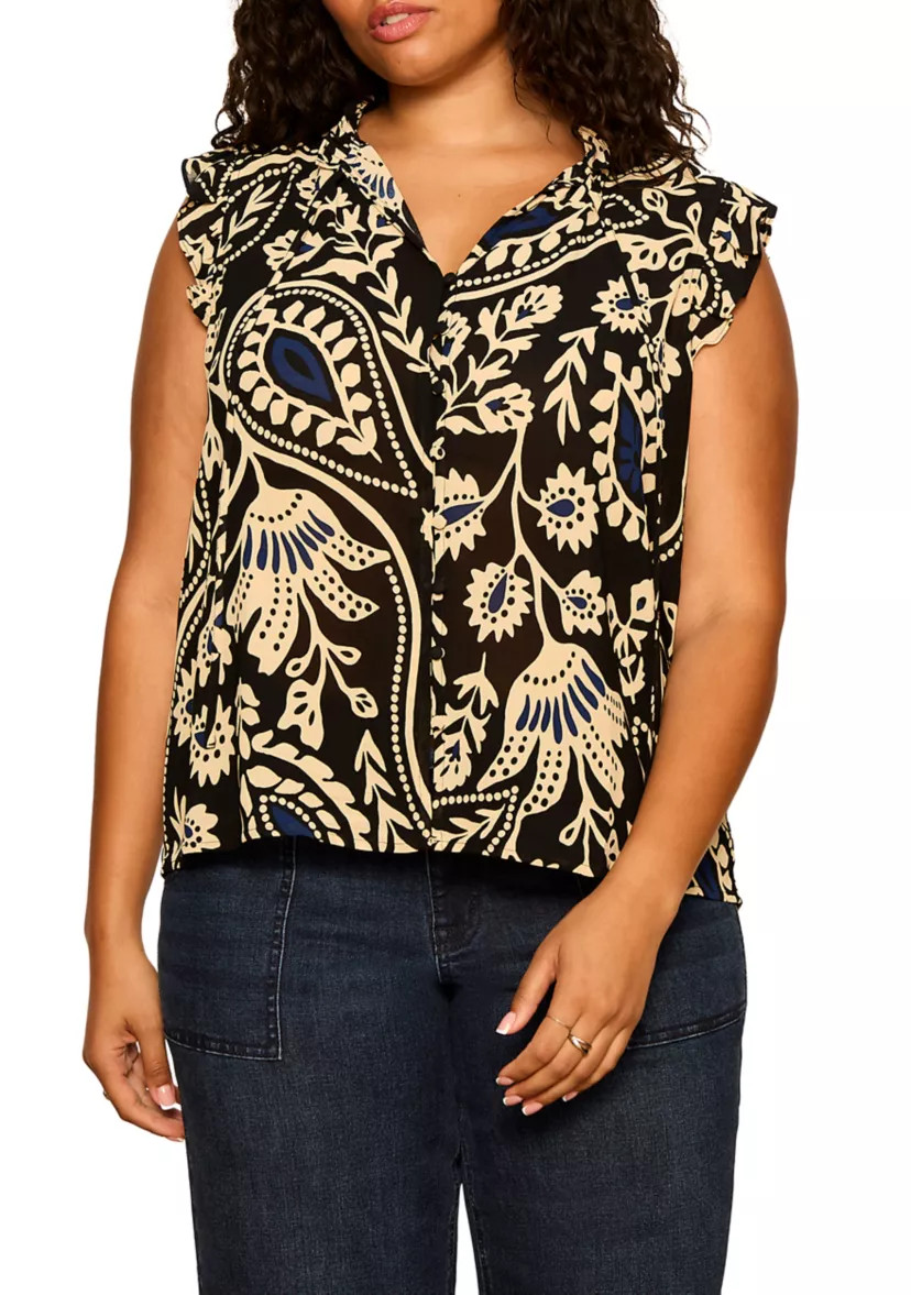 Plus Size Living It Best Button Top | Belk