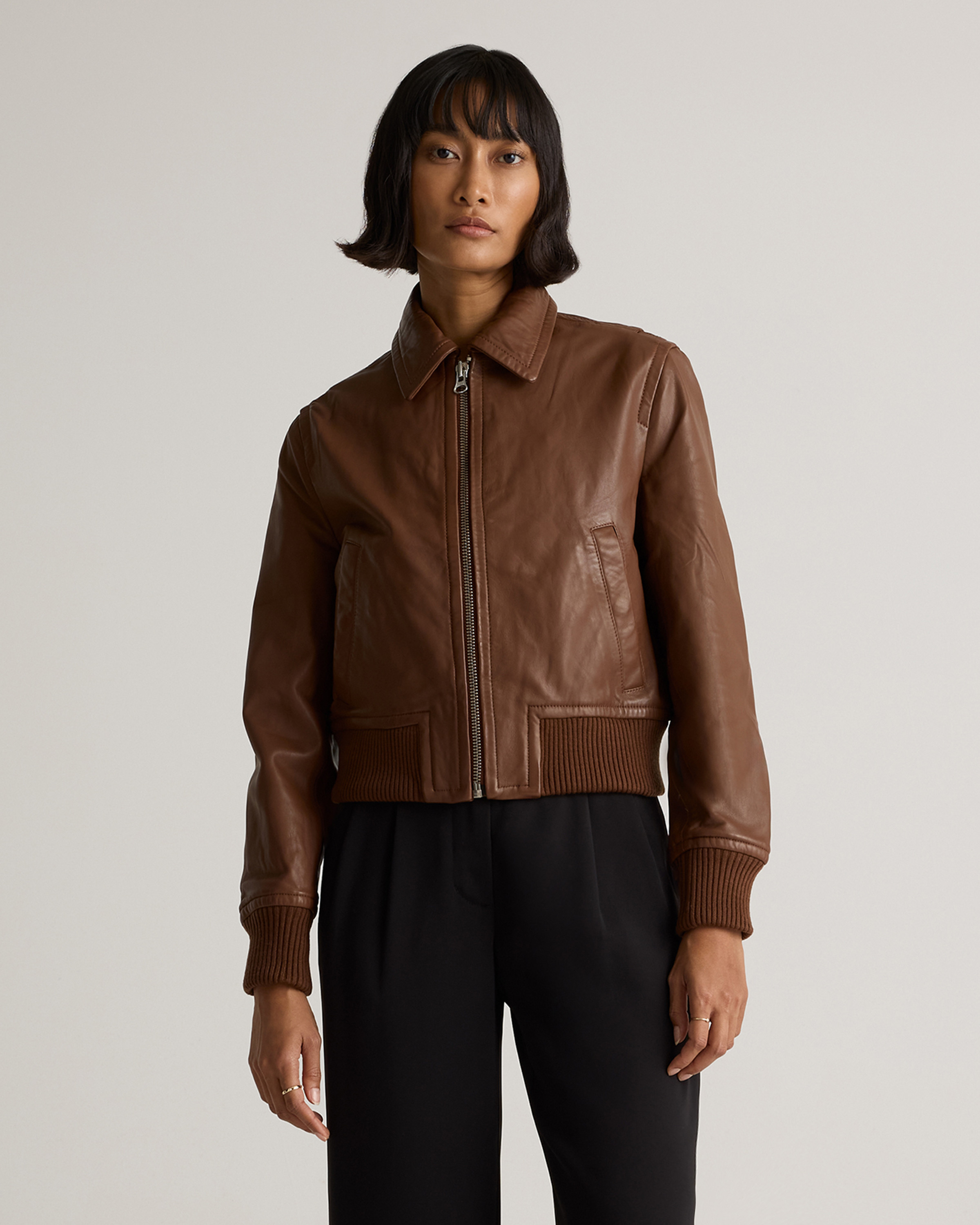 Women's 100% Washed Leather Bomber Jacket | Quince