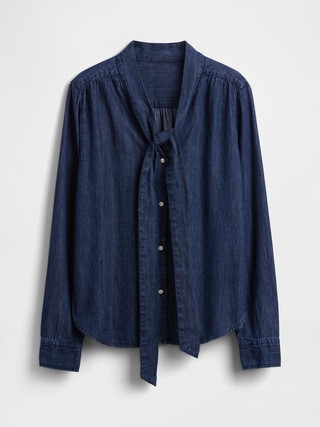 Denim Tie-Neck Shirt | Gap (US)
