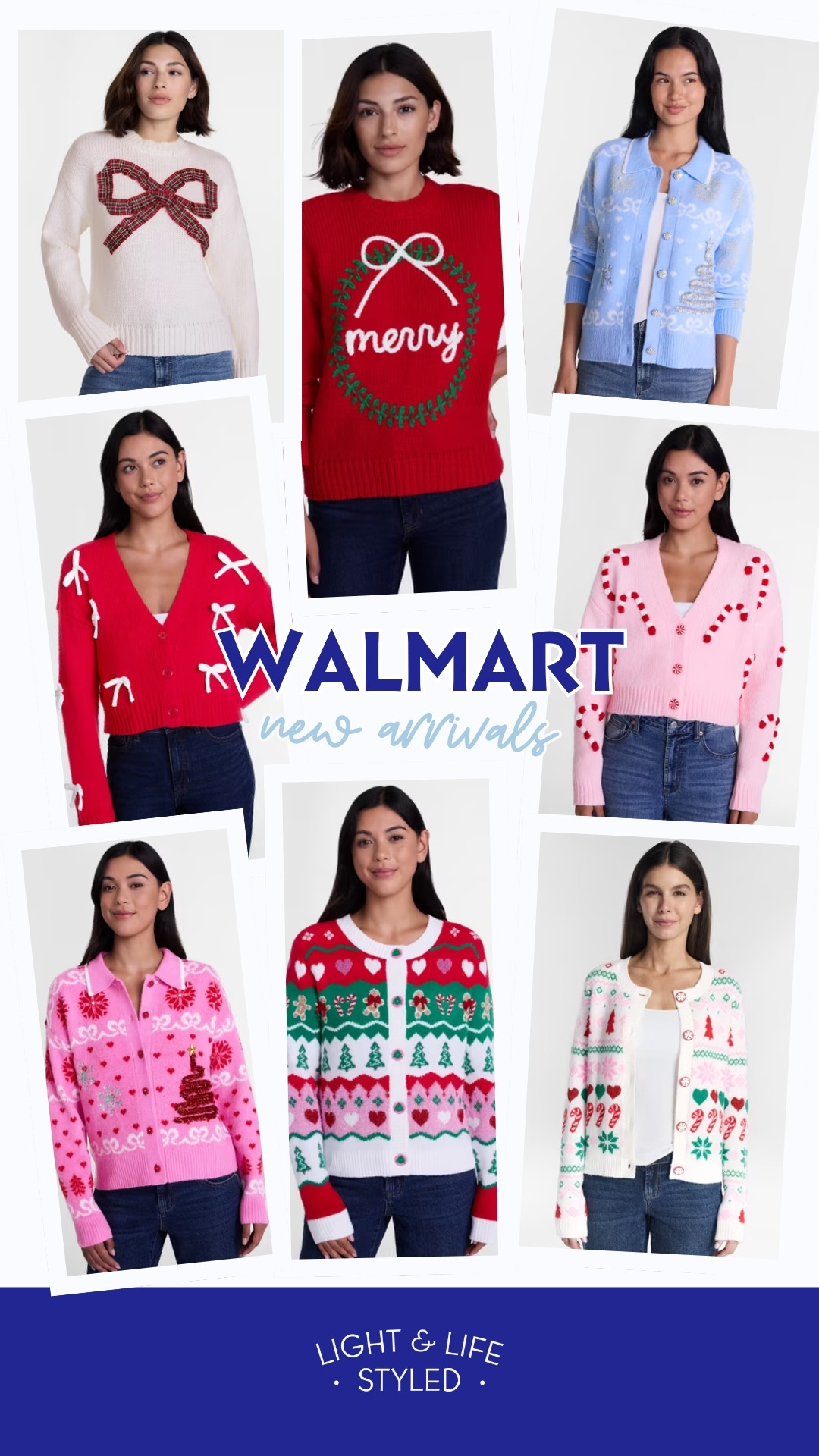 Loving these Walmart Christmas sweaters! 🎄🎀 Bow sweaters and candy cane cardigans for holiday parties, family gatherings, and festive everyday outfits. 

 #LTKootd #LTKSeasonal #LTKSaleAlert